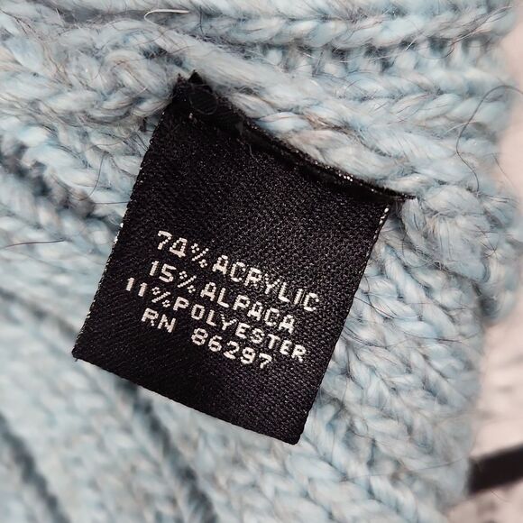 ☔️🔸️BCBGMaxAzria Blue Variegated Alpaca Single Button Cardigan Sweater Large - Picture 11 of 12